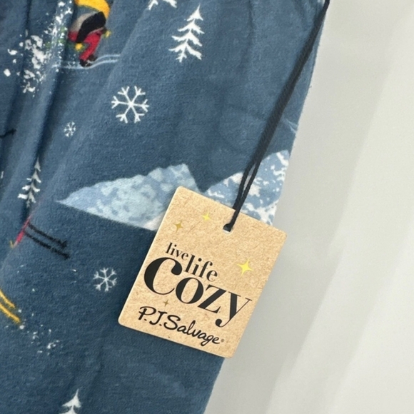 PJ Salvage Womens Loungewear Flannel Pants  Pajama Dark Denim Comfy Cozy - Picture 2 of 2